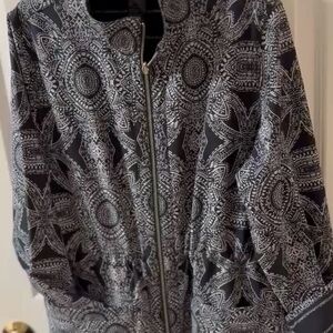 Elegant Black and White Mandala Bomber Jacket